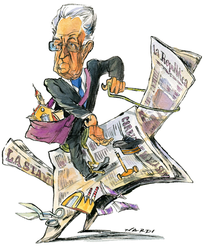 Mario Monti e il sostegno dei giornali